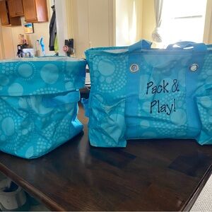 Blue Pack & Play Tote Set